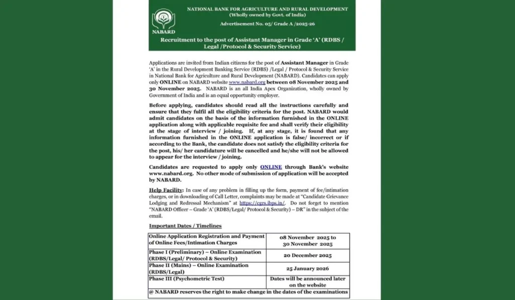 NABARD Grade A Recruitment